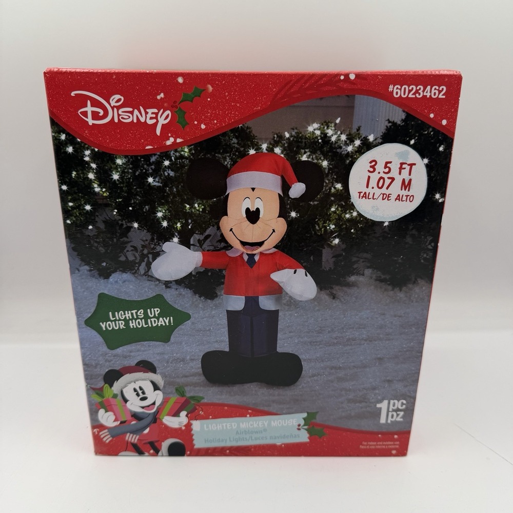 Gemmy Disney Mickey Mouse 3.5ft Airblown Inflatable Christmas Decoration Lighted